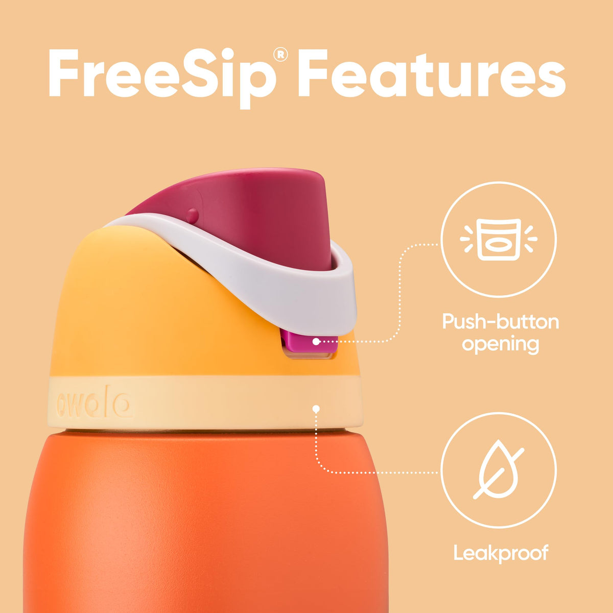 Owala FreeSip Insulated Stainless Steel Water Bottle with Straw for Sports, Travel, and School BPA-Free Sports Water Bottle, 24 oz, Beach House